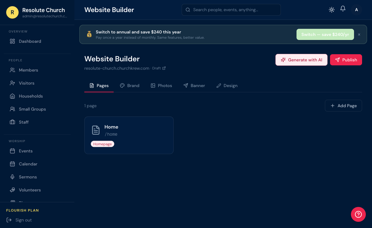 Church Krew website builder